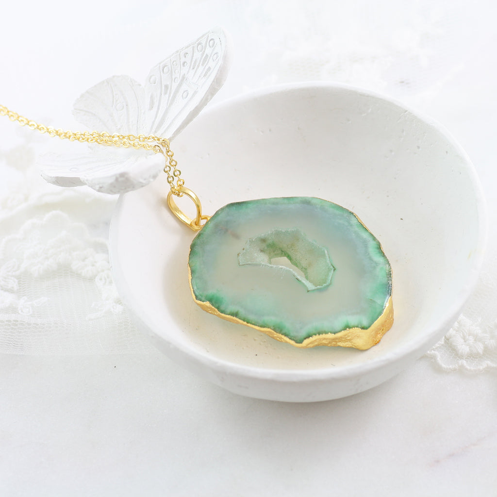 Adore Gemstone Collection - Agate Slice Necklace - Soul Made Boutique