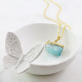 Adore Gemstone Collection - Aqua Aura Quartz Raw Slab Necklace - Soul Made Boutique