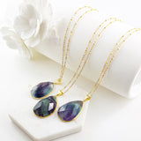 Adore Gemstone Collection - Fluorite Teardrop Necklace - Soul Made Boutique