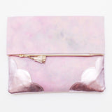 Dyed Watercolor Unique Leather Accents Clutch
