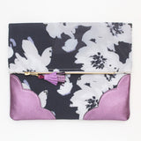 Floral Watercolor Unique Leather Accents Clutch - Soul Made Boutique