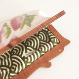 Wooden Handle Watercolor Abstract Clutch