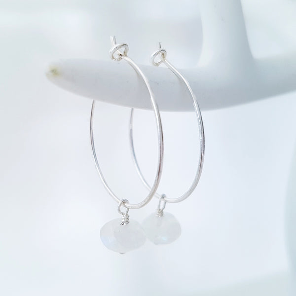 Adore Gems Collection - Sterling Silver Earrings White Moonstone