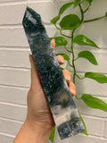 Nature Treasure - Huge Blue Moss Agate Tower (Diana and Yvonne)
