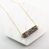 Adore Gemstone Collection - Druzy Horizontal Bar Necklace - Soul Made Boutique