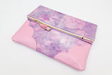 Dyed Watercolor Unique Leather Accents Clutch