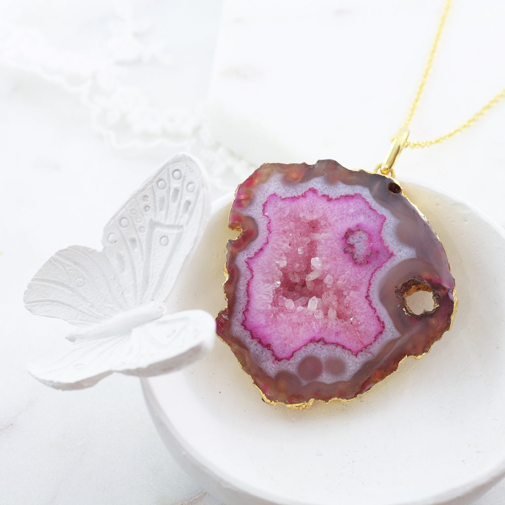 Adore Gemstone Collection - Agate Slice Necklace - Soul Made Boutique