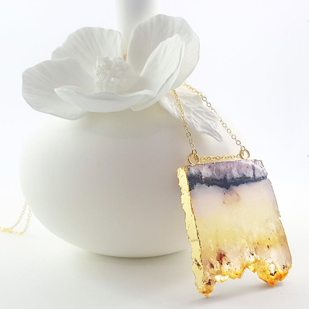 Adore Gemstone Collection - Citrine Slab Necklace - Soul Made Boutique