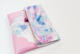 Dyed Watercolor Unique Leather Accents Clutch