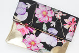 Floral Watercolor Unique Leather Accents Clutch