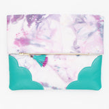 Dyed Watercolor Unique Leather Accents Clutch