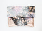 Dyed Watercolor Unique Leather Accents Clutch