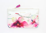 Floral Watercolor Unique Leather Accents Clutch