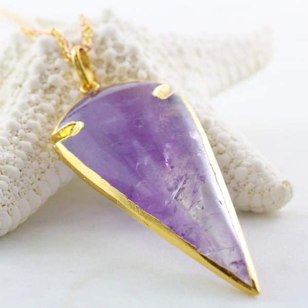 Adore Gemstone Collection - Amethyst Arrowhead Necklace - Soul Made Boutique