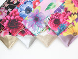 Floral Watercolor Unique Leather Accents Clutch