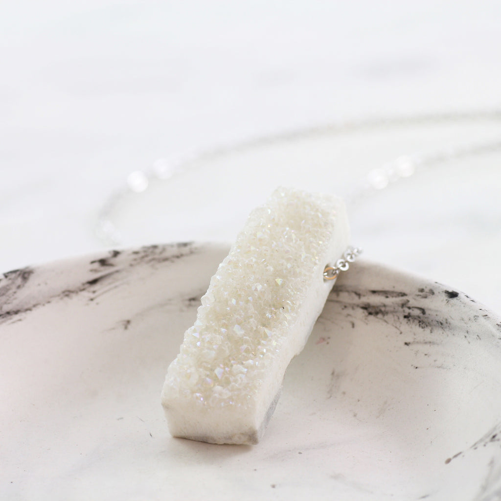 Adore Gemstone Collection - Druzy Vertical Bar Necklace - Soul Made Boutique