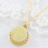 Adore Gemstone Collection - Druzy Round Pendant Necklace - Soul Made Boutique