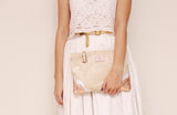 Floral Lace Unique Leather Accents Clutch