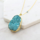 Adore Gemstone Collection - Druzy Oval Necklace - Soul Made Boutique