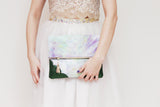 Dyed Watercolor Unique Leather Accents Clutch