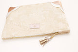 Floral Lace Unique Leather Accents Clutch