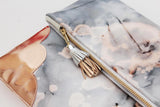 Dyed Watercolor Unique Leather Accents Clutch