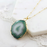 Adore Gemstone Collection - Agate Slice Necklace - Soul Made Boutique