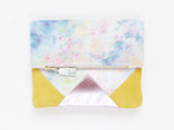 Dyed Watercolor Unique Leather Accents Clutch