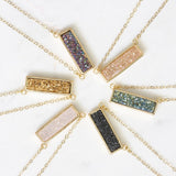Adore Gemstone Collection - Druzy Horizontal Bar Necklace - Soul Made Boutique