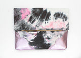 Dyed Watercolor Unique Leather Accents Clutch