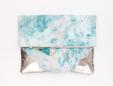 Dyed Watercolor Unique Leather Accents Clutch