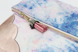 Dyed Watercolor Unique Leather Accents Clutch