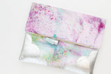 Dyed Watercolor Unique Leather Accents Clutch