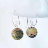 Adore Gems Collection - Sterling Silver Earrings Round Rhodonite