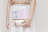 Dyed Watercolor Unique Leather Accents Clutch