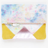 Dyed Watercolor Unique Leather Accents Clutch