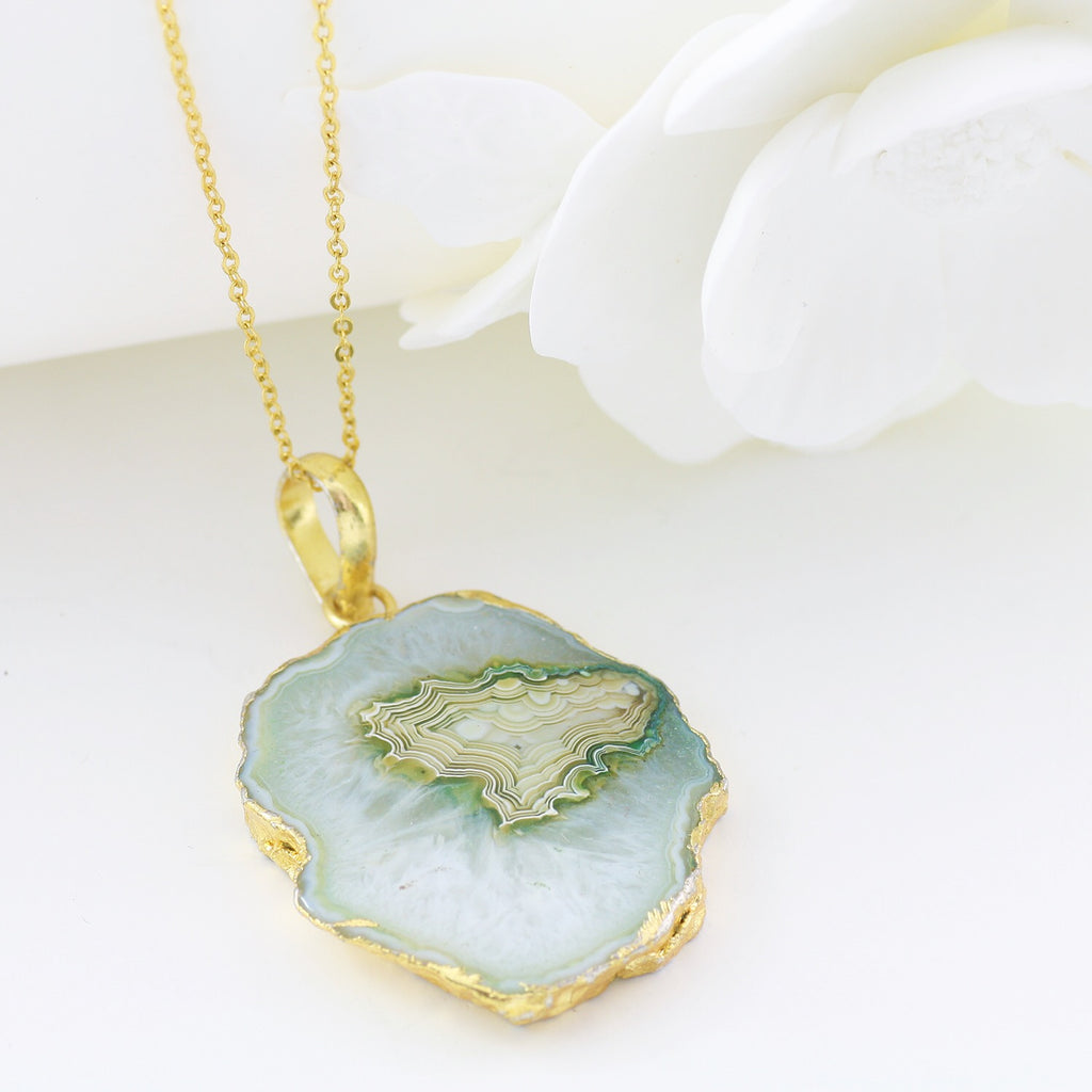 Adore Gemstone Collection - Agate Slice Necklace - Soul Made Boutique