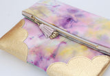 Dyed Watercolor Unique Leather Accents Clutch