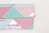 Geometric Prism Unique Leather Accents Clutch