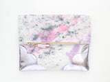 Watercolor Unique Leather Accents Clutch