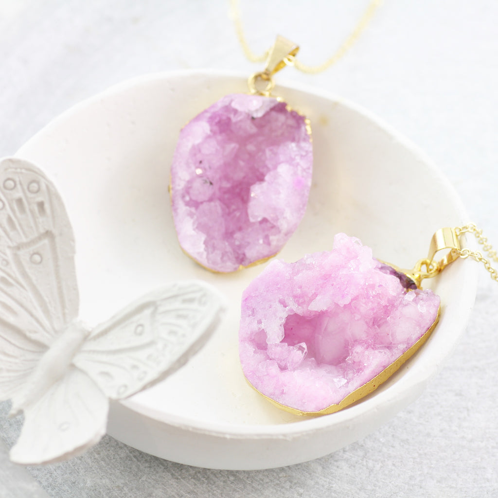 Adore Gemstone Collection - Druzy Raw Necklace - Soul Made Boutique