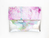 Dyed Watercolor Unique Leather Accents Clutch