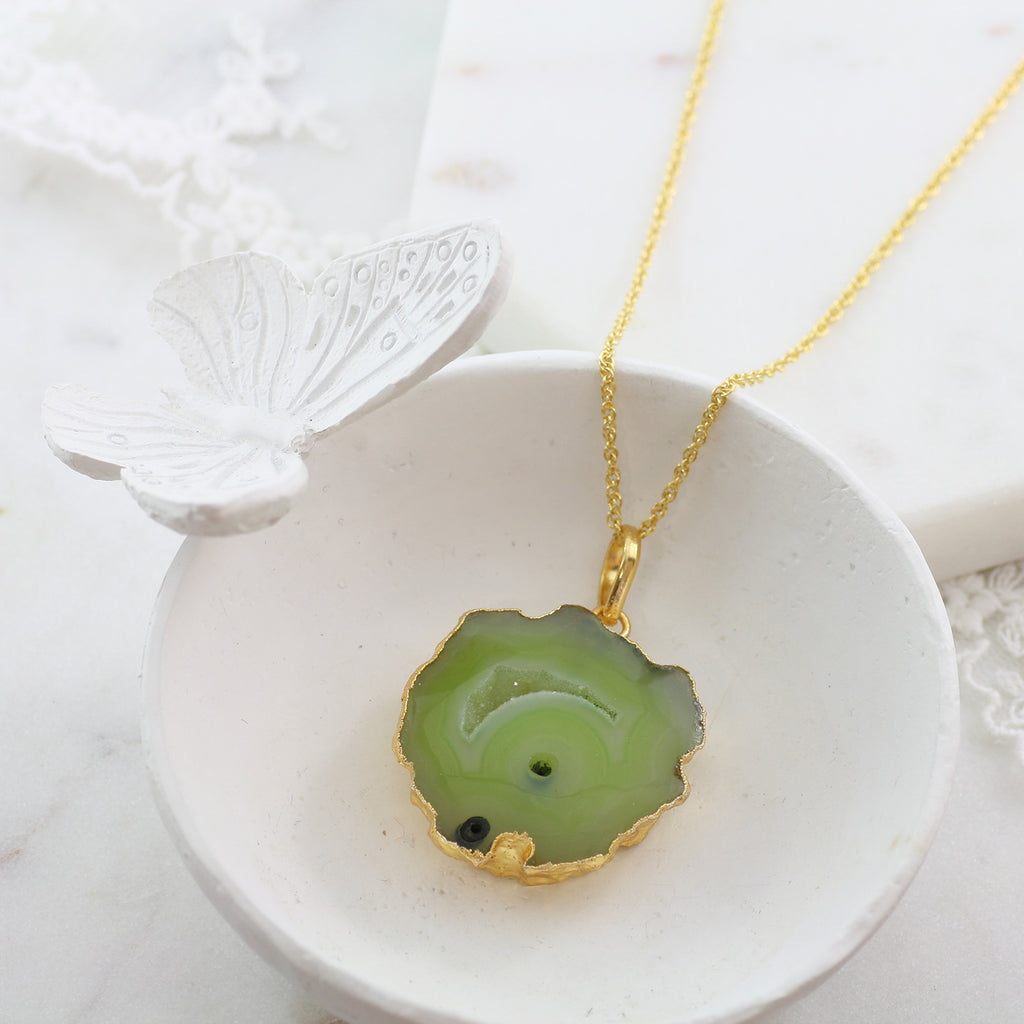 Adore Gemstone Collection - Agate Slice Necklace - Soul Made Boutique