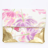 Floral Watercolor Unique Leather Accents Clutch - Soul Made Boutique