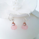 Adore Gems Collection - Sterling Silver Earrings Pink Pearl Moonstone