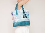 Watercolor Hand Dyed Leather Accents Bag