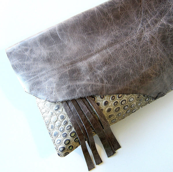 Statement Leather Hide Clutch