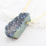 Adore Gemstone Collection - Druzy Vertical Bar Necklace - Soul Made Boutique