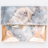 Dyed Watercolor Unique Leather Accents Clutch