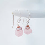 Adore Gems Collection - Sterling Silver Earrings Pink Pearl Moonstone